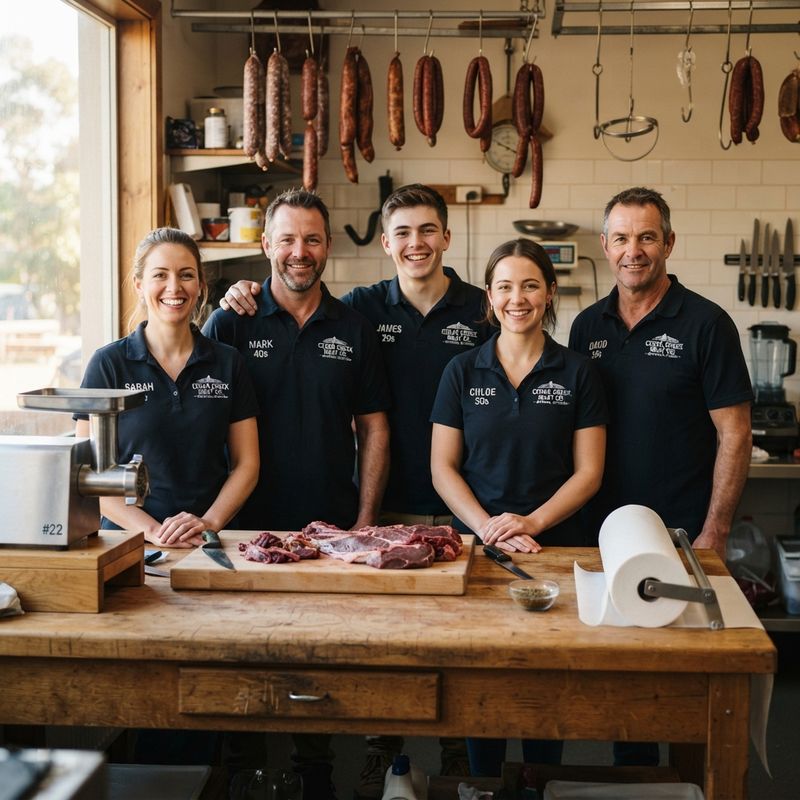 Valley Sportsman equipment on a home butchering bench