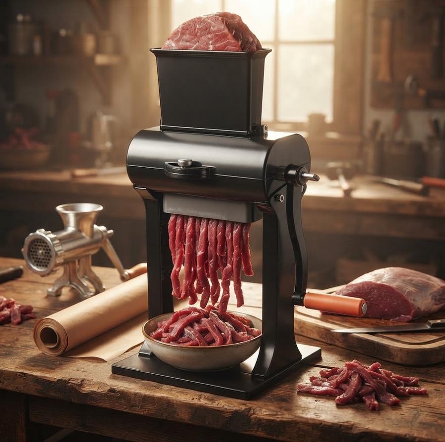 Meat tenderizer scoring a venison backstrap